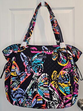 NWT Vera Bradley Iconic Glenna Tote Butterfly Flutter Large Bag Purse Shoulder